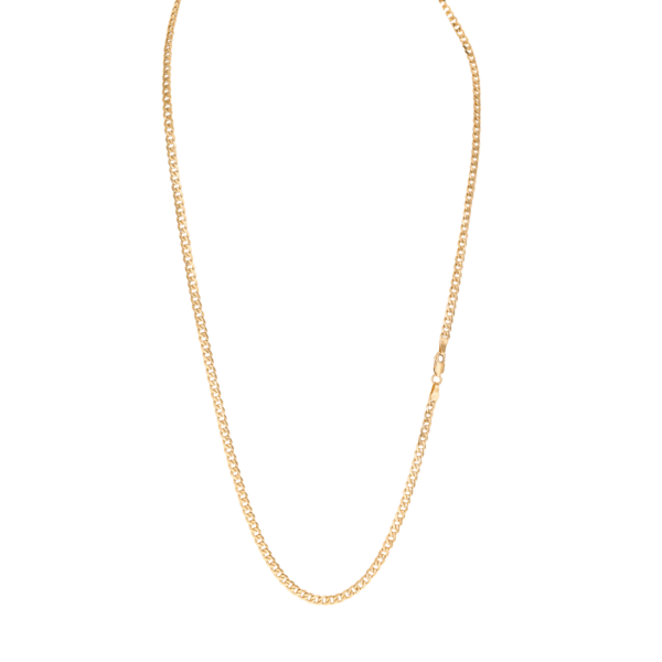 18ct YG Flat Curb Chain 55cm 4mm curb chain