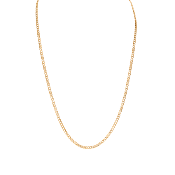 18ct YG Flat Curb Chain 55cm 4mm curb chain