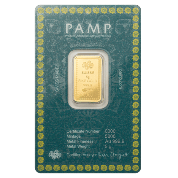 5g PAMP Diwali Lakshimi & Rangoli Gold Minted Bar Diwali