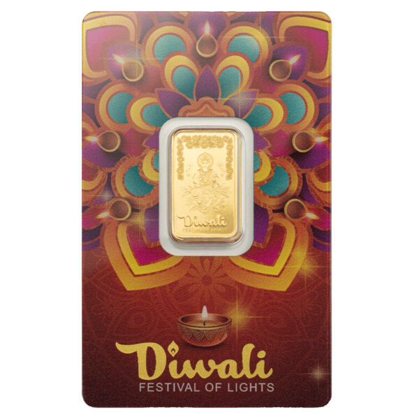 5g PAMP Diwali Lakshmi & Rangoli Gold Minted Bar Diwali