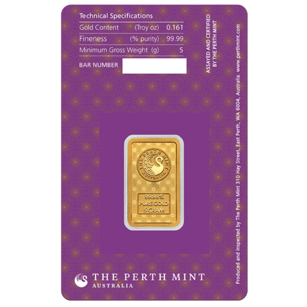 5g Perth Mint Lakshmi Gold Minted Bar Lakshmi