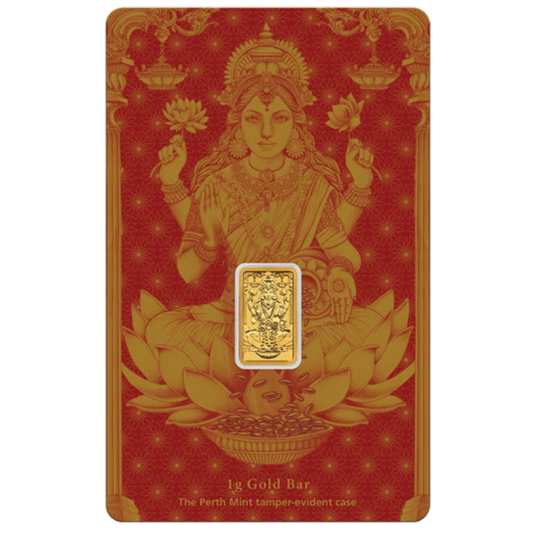 1g Perth Mint Lakshmi Gold Minted Bar Lakshmi