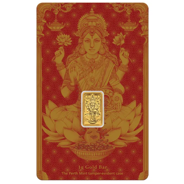1g Perth Mint Lakshmi Gold Minted Bar Lakshmi