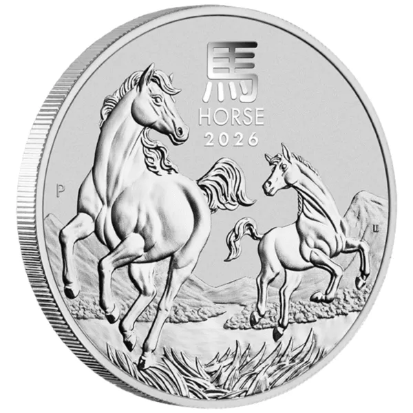 2026 Perth Mint Lunar Horse - Edge 2026 1/2oz Perth Mint Silver Lunar Horse Coin Series 3 2026 1/2oz Perth Mint Silver Lunar Horse
