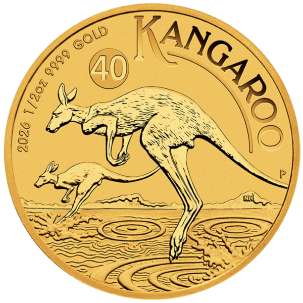 101866 - Reverse 2026 1/2oz Perth Mint Gold Kangaroo Coin 2026 1/2oz Perth Mint Gold Kangaroo Coin