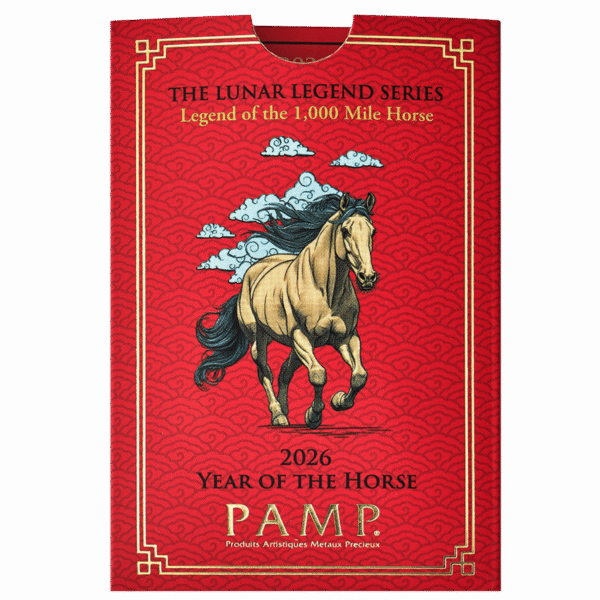 1oz gold (3) 2026 1oz PAMP Lunar Legend of the 1,000 Mile Horse Gold Minted Bar 2026 1oz PAMP Gold Lunar Horse Minted Bar