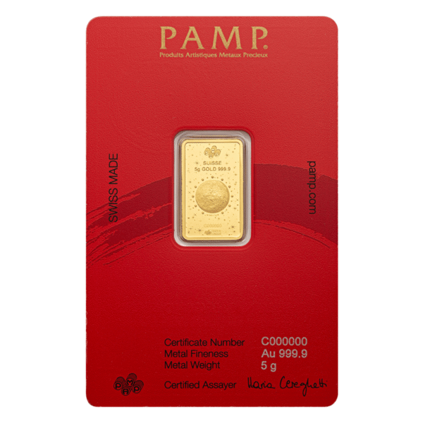 5g Gold 2026 5g PAMP Lunar Legend of the 1,000 Mile Horse Gold Minted Bar pamp