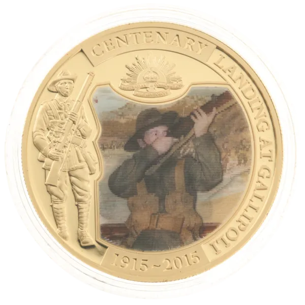 2015 $100 Niue Landing at Gallipoli Lenticular 1 oz Gold Proof Coin gallipoli