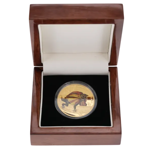 102056 - Box 2014 $100 Niue Frill Neck Lizard 1oz Gold Proof Coin frill neck lizard