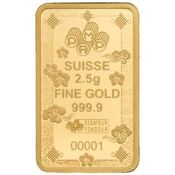 102069 - Back 2.5g PAMP Lucky Cat Gold Minted Bar
