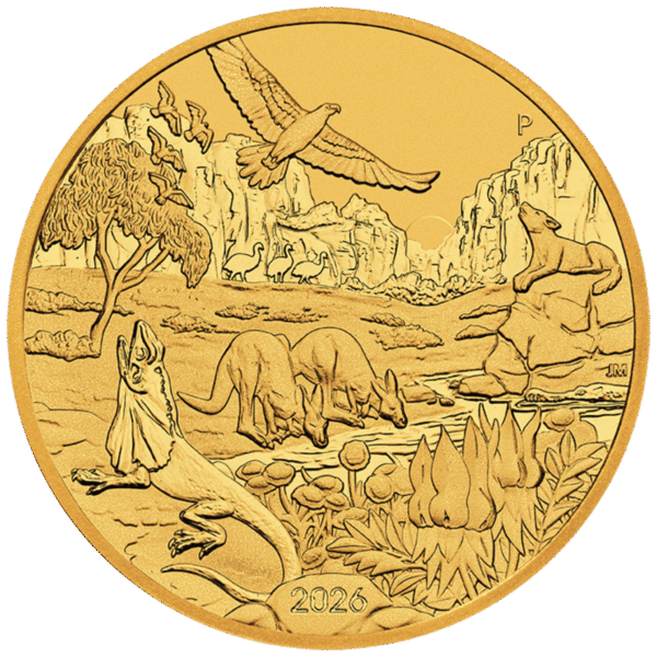 102075 - Main 2026 1oz Perth Mint Gold Wonders of Australia The Outback Coin