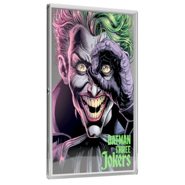 TheComedian-Normal-Foil-Left 2026 Batman: Three Jokers 3 - The Comedian 1oz silver foil batman