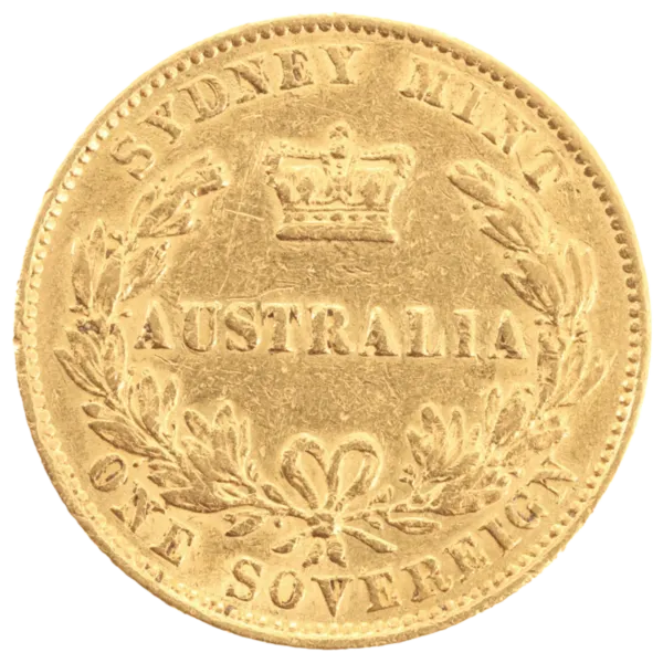 101898 - Reverse 1866 Sydney Mint Sovereign Very Fine 1866 Sydney Mint Sovereign Very Fine