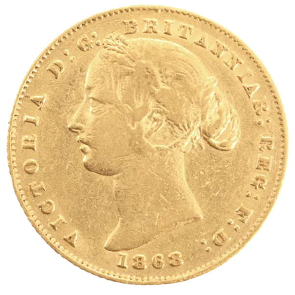 101902 - Obverse 1868 Sydney Mint Sovereign Good Fine 1868 Sydney Mint Sovereign Good Fine