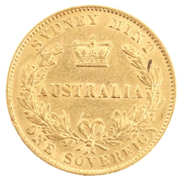 101902 - Reverse 1868 Sydney Mint Sovereign Good Fine 1868 Sydney Mint Sovereign Good Fine