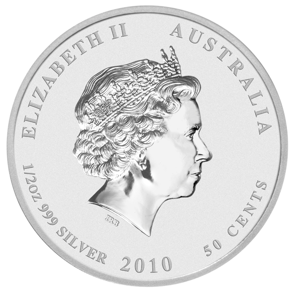 102080 - Obverse 2010 1/2oz Perth Mint Silver Lunar Tiger Coin Series 2 2010 1/2oz Perth Mint Silver Lunar Tiger Coin Series 2