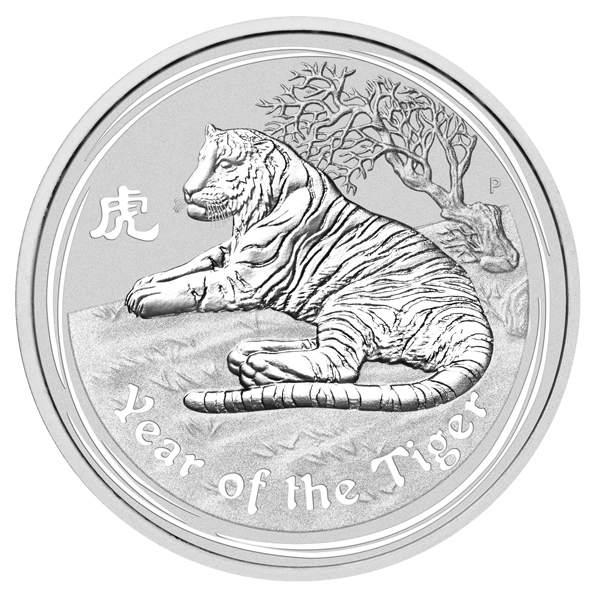 102080 - Reverse 2010 1/2oz Perth Mint Silver Lunar Tiger Coin Series 2 2010 1/2oz Perth Mint Silver Lunar Tiger Coin Series 2