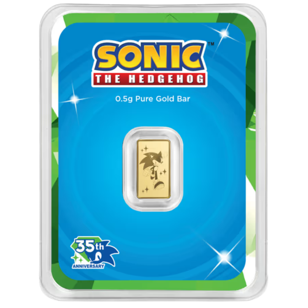 1 0.5g PAMP Sonic the Hedgehog 35th Anniversary Gold Bar Sonic the hedgehog