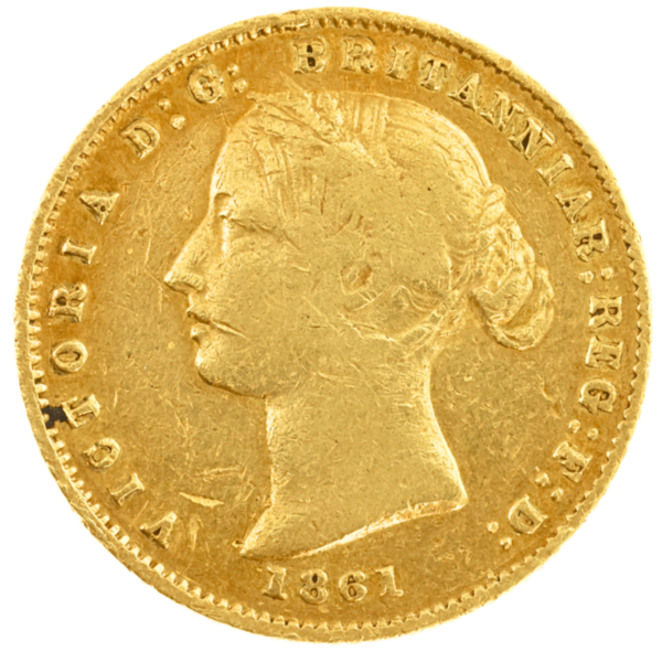 1861 Sydney Mint Half Sovereign Very Good 1861 Sydney Mint Half Sovereign Very Good