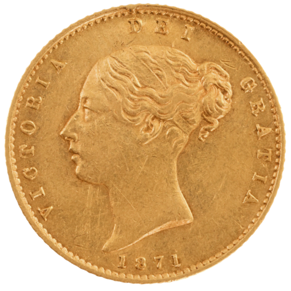 1871 Sydney Young Head Half Sovereign About Extra Fine 1871 Sydney Young Head Half Sovereign About Extra Fine