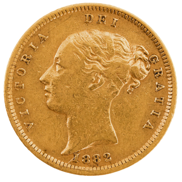 1882 Melbourne Young Head Half Sovereign Good Fine 1882 Melbourne Young Head Half Sovereign Good Fine