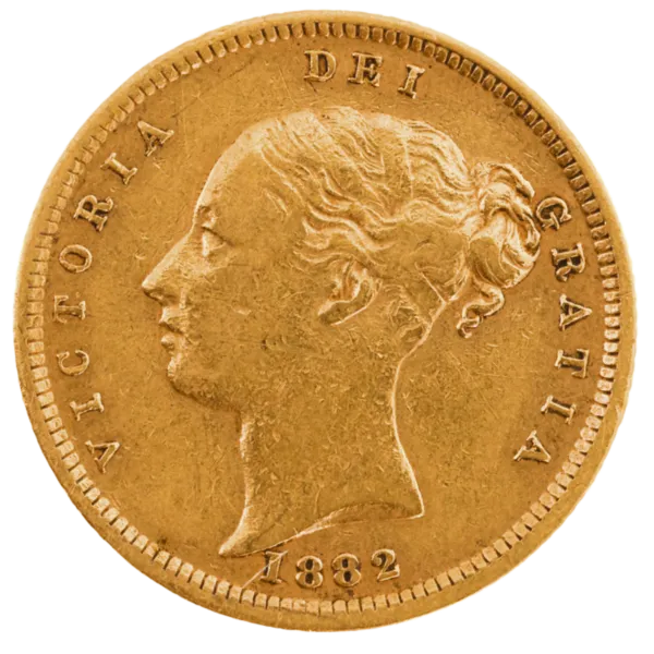 1882 Melbourne Young Head Half Sovereign Good Fine 1882 Melbourne Young Head Half Sovereign Good Fine