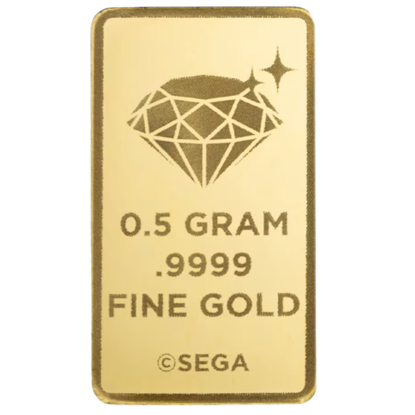 3 0.5g PAMP Sonic the Hedgehog 35th Anniversary Gold Bar Sonic the hedgehog