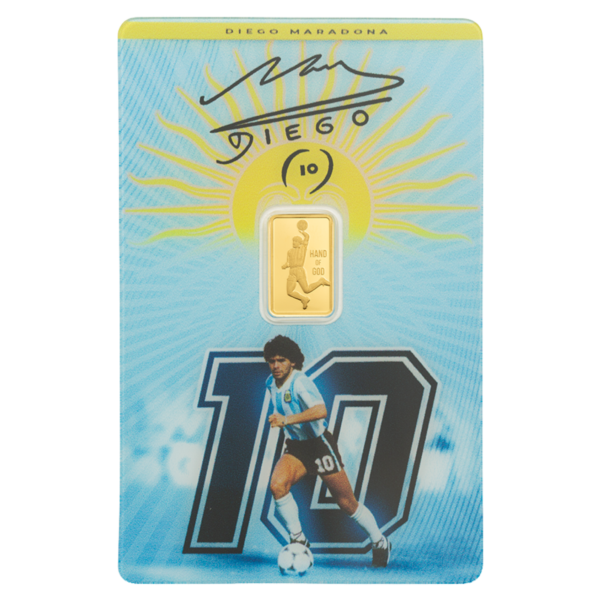 102107 - Certi Front 1g PAMP Maradona "Hand of God" Gold Bar maradona