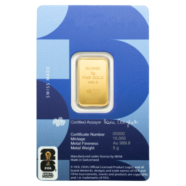 102116 - Certi Back 5g PAMP FIFA World Cup 26 Gold Bar FIFA World Cup 26