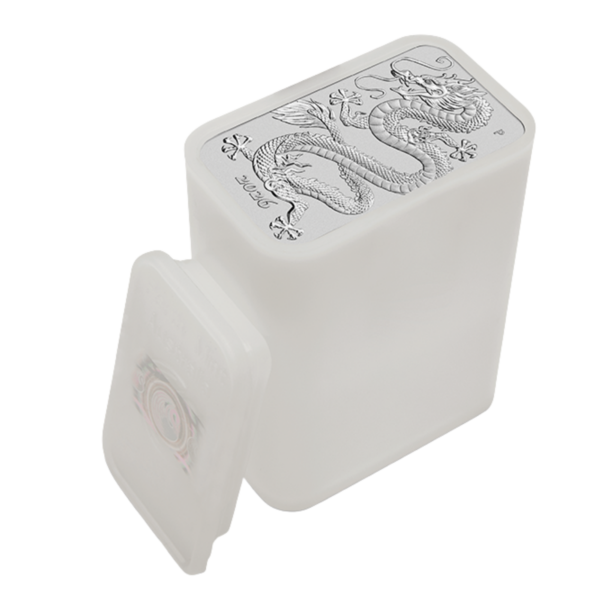 102148 - Tube 2026 1oz Perth Mint Silver Dragon Rectangular Coin 2026 1oz Perth Mint Silver Dragon Rectangular Coin