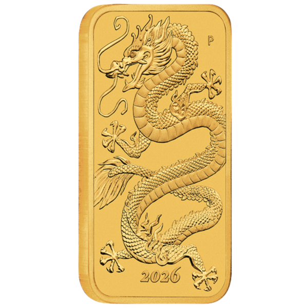 102149 - Edge 2026 1oz Perth Mint Gold Dragon Rectangular Coin gold dragon