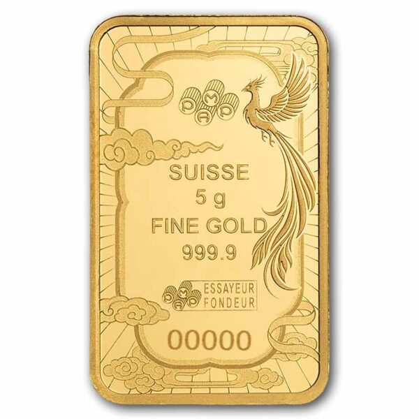 2026 5g Pamp Gold Minted Bar Good Luck: Phoenix PAMP