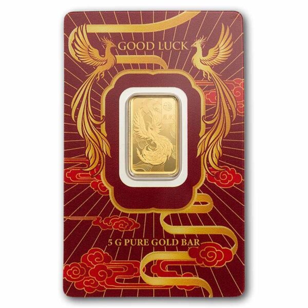 2026 5g Pamp Gold Minted Bar Good Luck: Phoenix PAMP