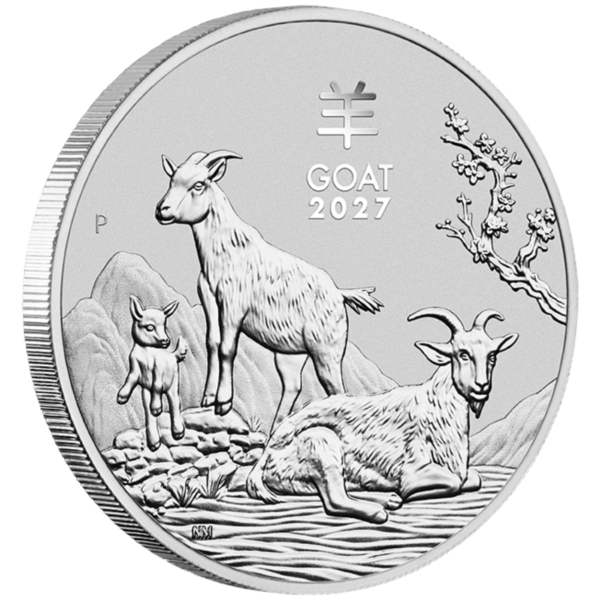 Silver Goat - Edge 2027 1/2oz Perth Mint Silver Lunar Goat Coin Series 3 2027 1/2oz Perth Mint Silver Lunar Goat Coin Series 3