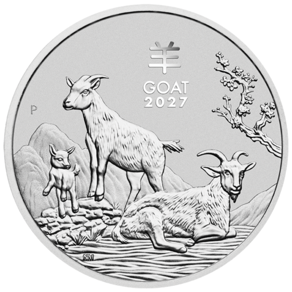 Silver Goat - Main 2027 1/2oz Perth Mint Silver Lunar Goat Coin Series 3 2027 1/2oz Perth Mint Silver Lunar Goat Coin Series 3