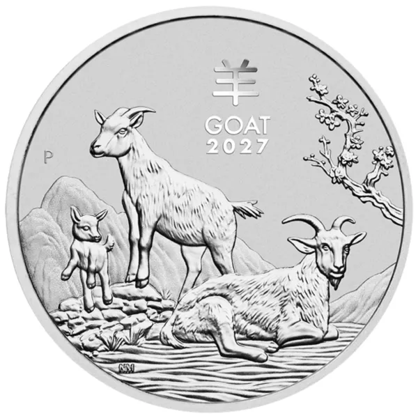 Silver Goat - Main 2027 2oz Perth Mint Silver Lunar Goat Coin Series 3 2027 2oz Perth Mint Silver Lunar Goat Coin Series 3
