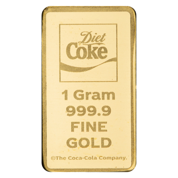 102202 - Back Bar 1g Gold Bar in TEP - Coca-Cola® Diet Coke 1g diet coke gold bar