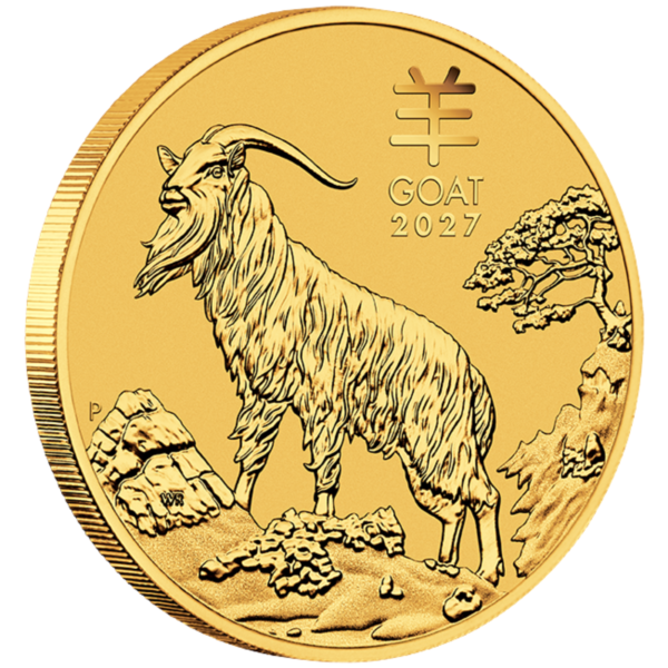 2027 Year of the Goat Gold Edge 2027 1oz Perth Mint Gold Lunar Goat Coin Series 3 2027 1oz Perth Mint Gold Lunar Goat Coin Series 3