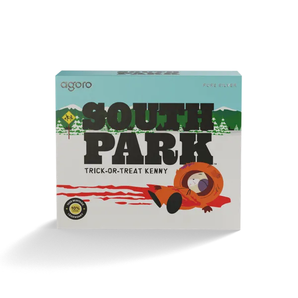 Trick or Treat Kenny Box Front South Park - Trick-or-Treat Kenny 1/3 oz Silver Collectible South Park
